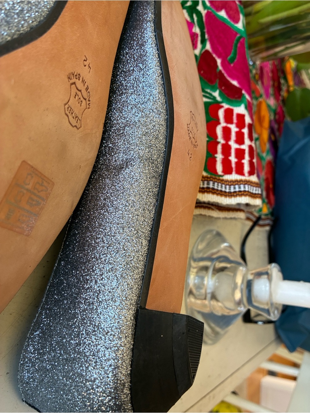 London Sole Silver Glitter Ballet Flats